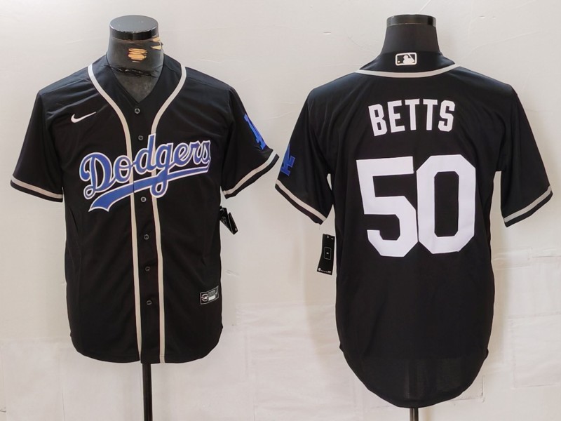 Men Los Angeles Dodgers #50 Betts Black Fashion Nike 2024 MLB Jersey style 715->los angeles dodgers->MLB Jersey